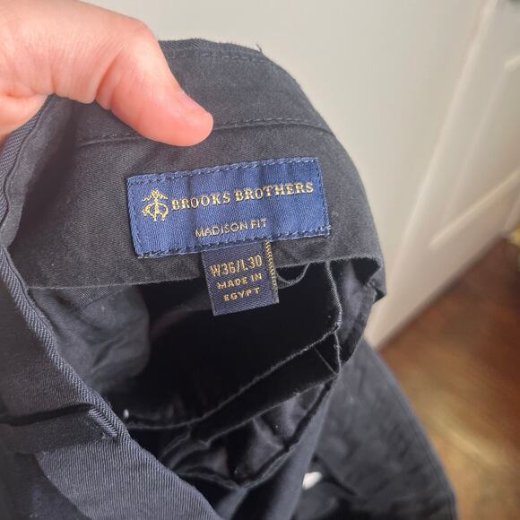 Brooks Brothers Black Wool Madison Fit Old Money Fly Zip Pleated Pants 36x30 - Picture 2 of 6